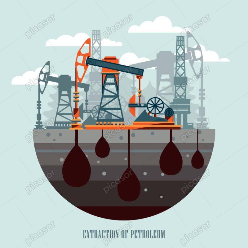 وکتور پمپ نفت و چاه نفتی استخراج نفت میدان‌های نفتی - وکتور پس زمینه صنعت نفت و پتروشیمی