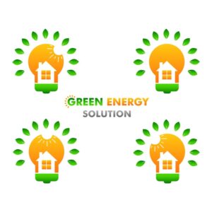 4 وکتور لوگو انرژی خورشیدی و خانه و لامپ - وکتور لوگو انرژی پاک