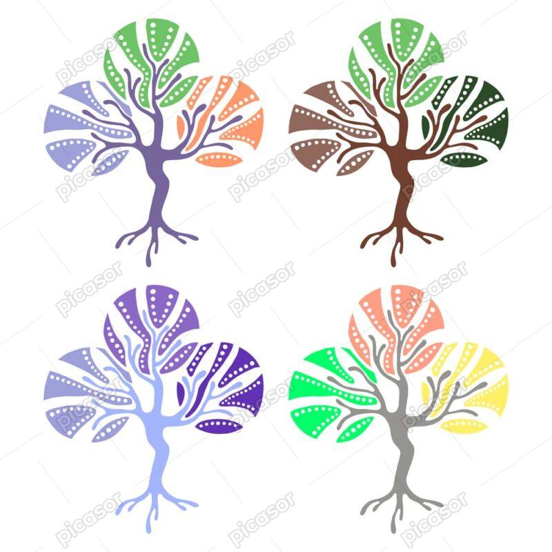 وکتور درخت گرافیکی در 4 ترکیب رنگی