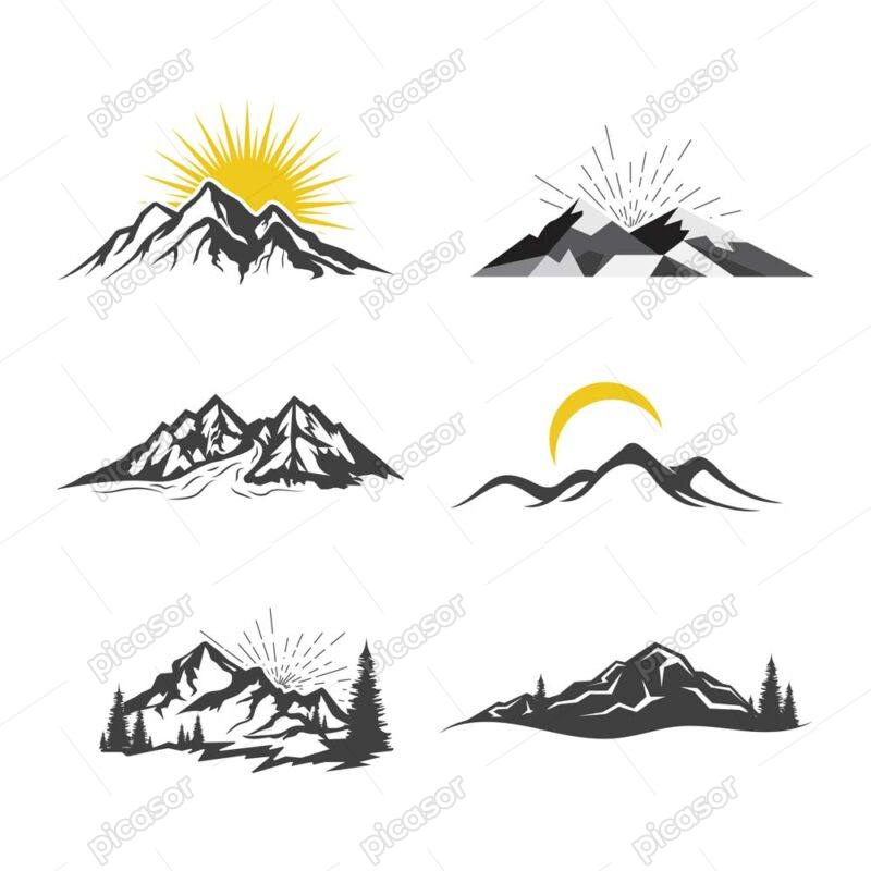 6 وکتور کوه لوگو کوهستان