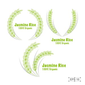 3 وکتور خوشه برنج لوگو خوشه برنج سبز و شالیزار سبز