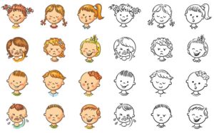 26 وکتور آواتار کودک در حالتهای مختلف - وکتور پسر بچه و دختر بچه با احساسات مختلف