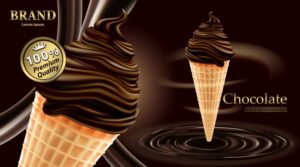 وکتور شکلات بستنی شکلاتی قیفی - وکتور پس زمینه تبلیغات بستنی قیفی شکلاتی