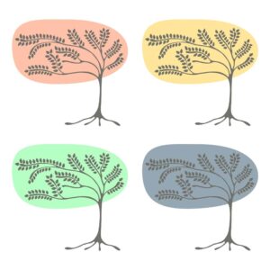 وکتور درخت نقاشی شده در 4 ترکیب رنگی