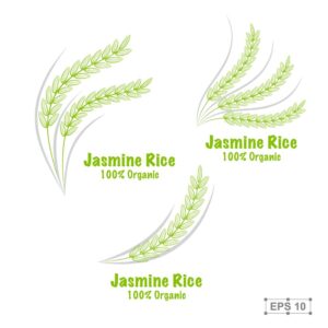 3 وکتور لوگو خوشه برنج سبز تک خوشه برنج