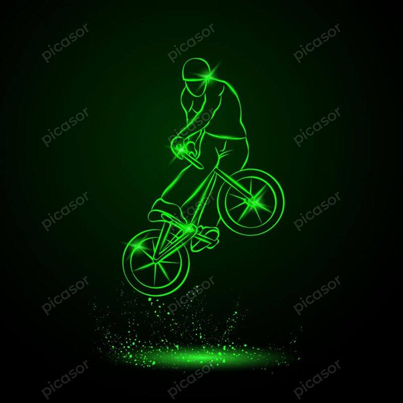 وکتور دوچرخه سوار BMX نئونی - وکتور دوچرخه سواری