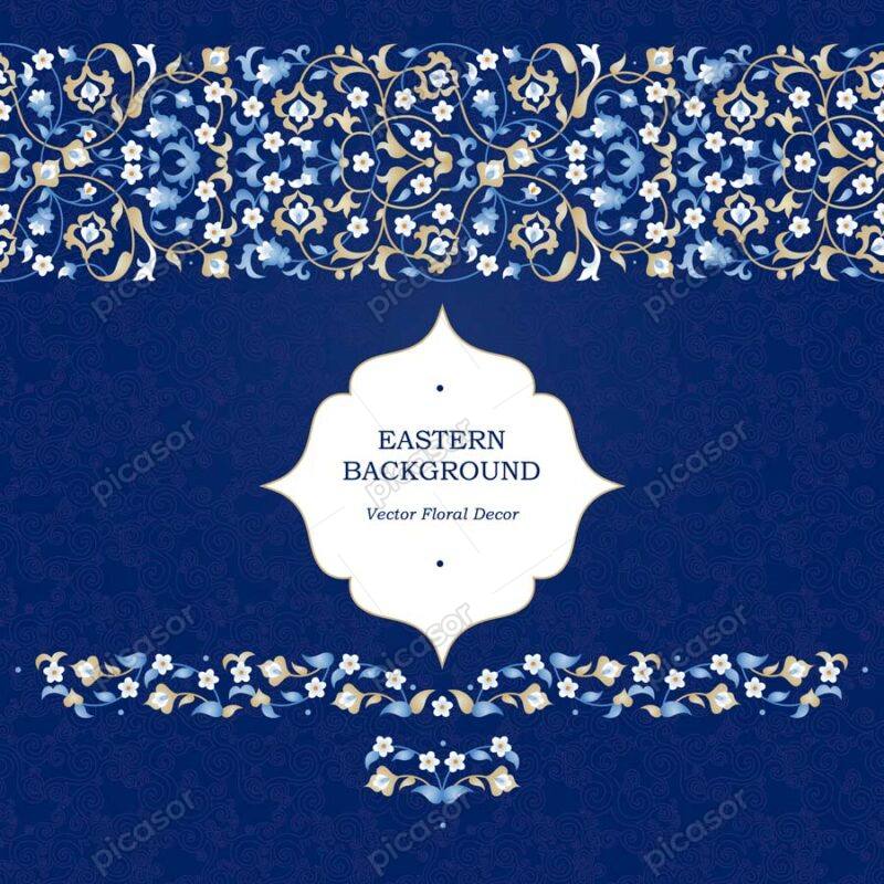 وکتور پترن تذهیب جداکننده تذهیب و حاشیه پترن تذهیب - وکتور پس زمینه کارت طرح تذهیب
