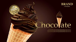 وکتور بستنی قیفی شکلاتی - وکتور پس زمینه تبلیغات بستنی قیفی شکلاتی