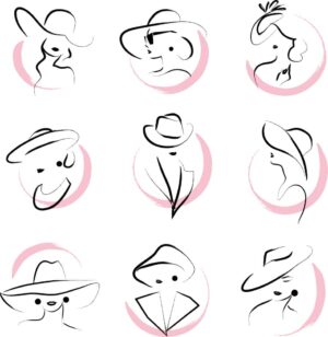 9 وکتور لوگو زن با کلاه طرح مینیمال فشن - وکتور لوگو مزون لباس زنانه