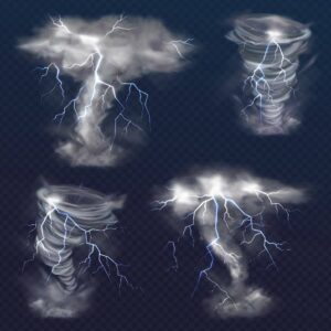 4 وکتور گردباد و طوفان و رعد و برق طراحی واقعی