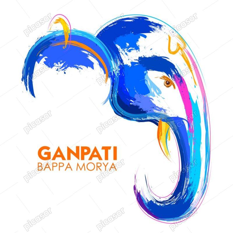 وکتور فیل هندی نقاشی رنگ آبی - وکتور سر فیل نیمرخ