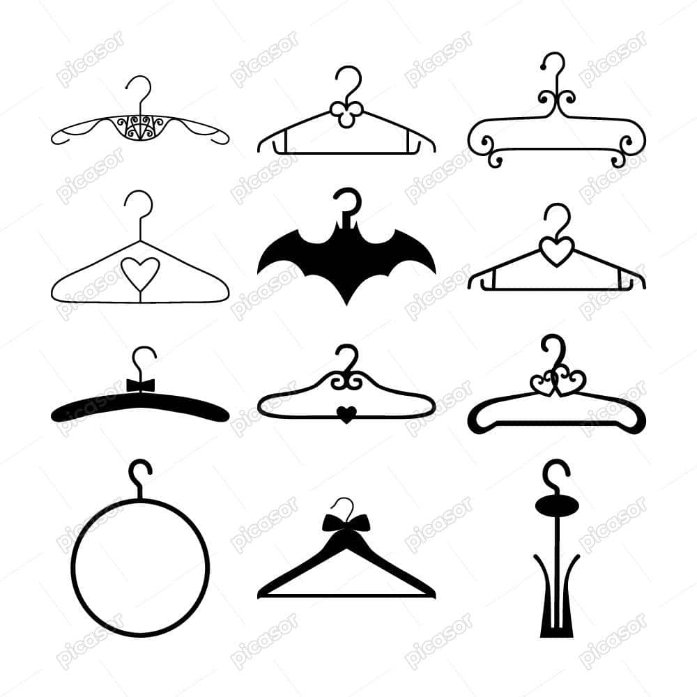 مجموعه 12 وکتور چوب لباسی مجموعه 12 وکتور چوب لباسی