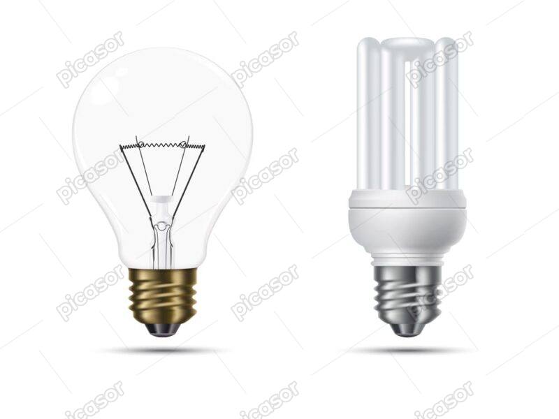 2 وکتور لامپ کم مصرف و رشته ای