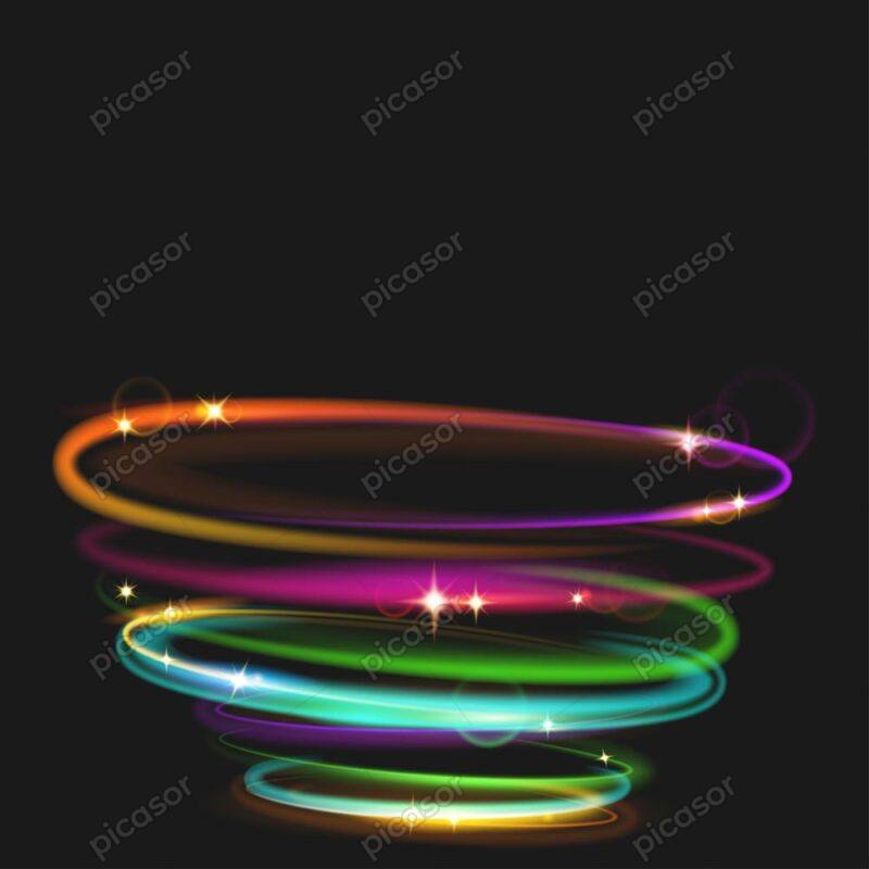 وکتور حلقه های نور رنگارنگ درخشان