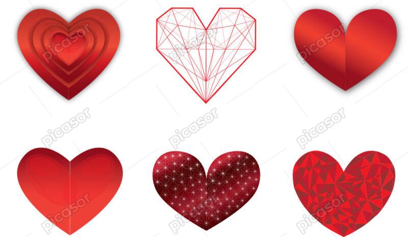 6 وکتور قلب قرمز در فرمهای مختلف