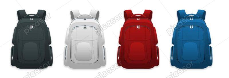 4 وکتور کوله پشتی و کیف مدرسه طراحی واقعی
