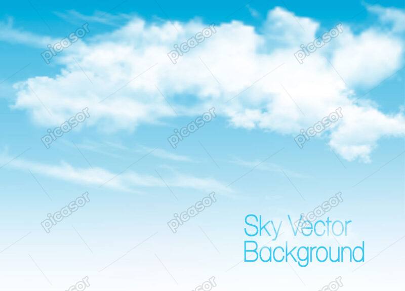 وکتور آسمان آبی با ابرهای سفید - وکتور پس زمینه آسمان و ابرهای سفید