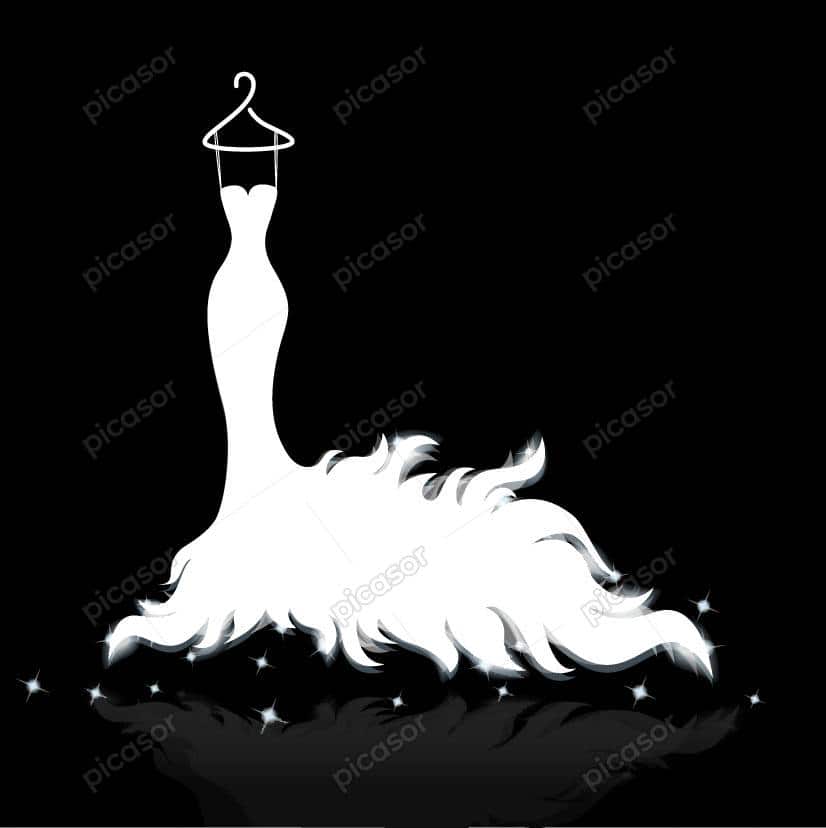 وکتور لباس عروس روی چوب لباسی - وکتور مزون لباس عروس وکتور لباس عروس روی چوب لباسی - وکتور مزون لباس عروس