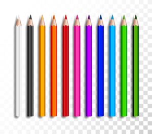 11 وکتور مداد رنگی کیفیت واقعی - وکتور لوازم التحریر
