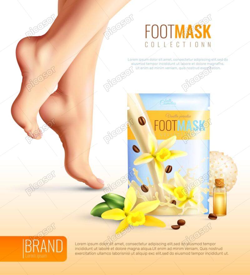 وکتور ماسک پا و محصولات آرایشی بهداشتی زنانه - وکتور مراقبت از پوست پا