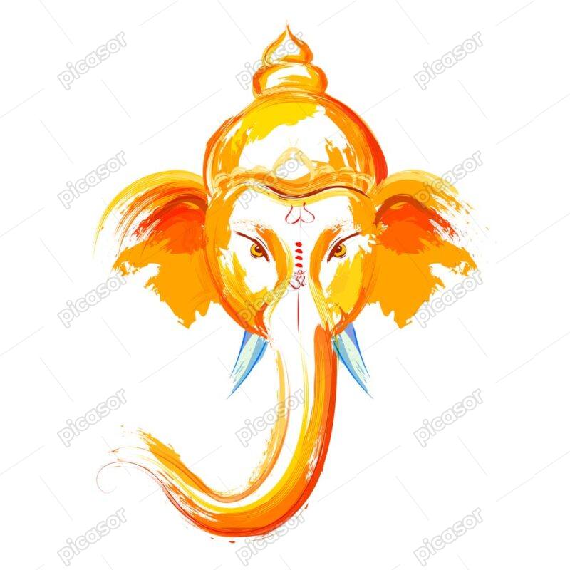 وکتور نقاشی فیل هندی رنگ نارنجی