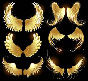 6 وکتور بال فرشته طلایی رنگ