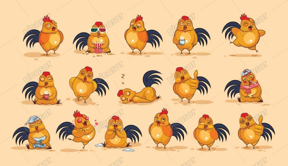 17 وکتور شخصیت کارتونی خروس ایموجی خروس 17 وکتور شخصیت کارتونی خروس ایموجی خروس