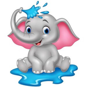 وکتور بچه فیل در حال آب بازی طرح کلیپ آرت