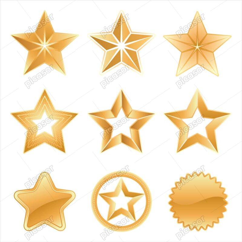 9 وکتور ستاره های طلایی