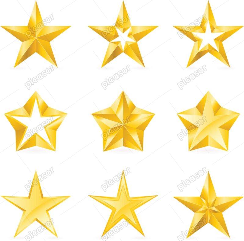 9 وکتور ستاره های طلایی