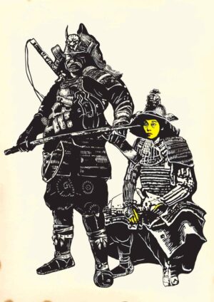 وکتور نقاشی زن و مرد سامورایی - وکتور نقاشی جنگجوی سامورایی