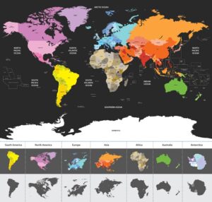 وکتور نقشه جهان و نقشه قاره ها