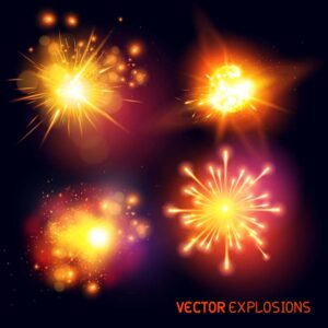 4 وکتور انفجار و درخشش نور ستاره - وکتور افکت نور