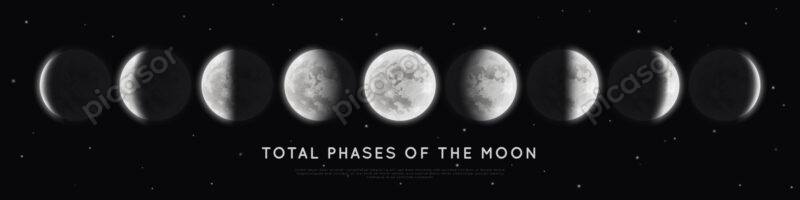 9 وکتور اشکال مختلف ماه و فازهای ماه طراحی واقعی