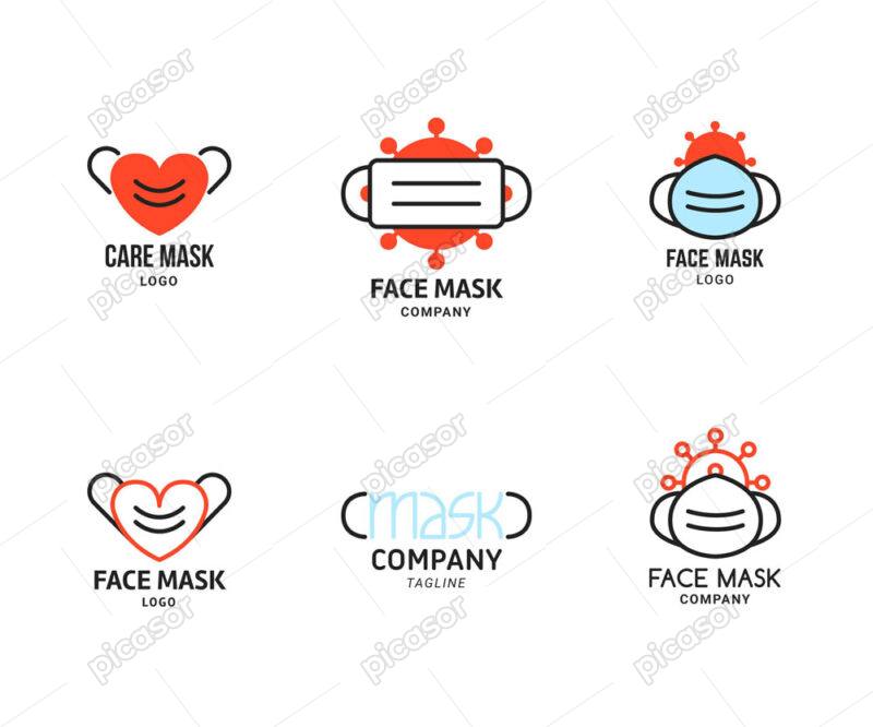 6 وکتور لوگو ماسک بهداشتی ویروس کرونا