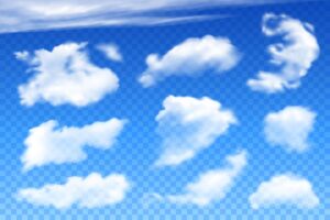 10 وکتور ابرهای سفید و آسمان آبی با طراحی واقعی