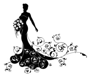 وکتور عروس با دسته گل و لباس تزئینی