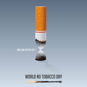 وکتور سیگار و مرگ طرح ساعت شنی - وکتور روز جهانی بدون دخانیات