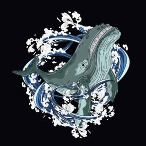 وکتور نهنگ در دریا سبک نقاشی ژاپنی