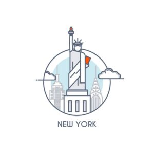 وکتور مجسمه آزادی نماد شهر نیویورک آمریکا طرح فلت
