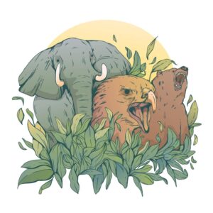 وکتور نقاشی فیل عقاب خرس - وکتور نقاشی حیوانات