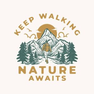 وکتور لوگو پیاده روی در جنگل و کوه - وکتور مرد جوان در حال پیاده روی در طبیعت