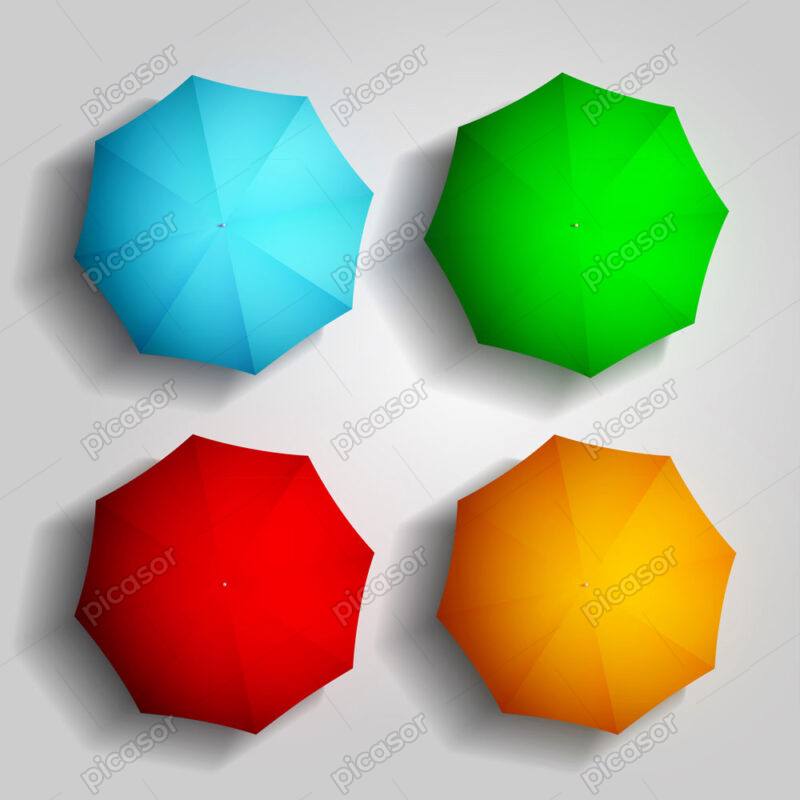4 وکتور چتر از بالا طرح رنگی