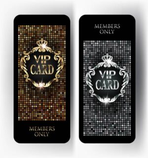2 وکتور کارت VIP با نقاط درخشان نقره ای و طلایی