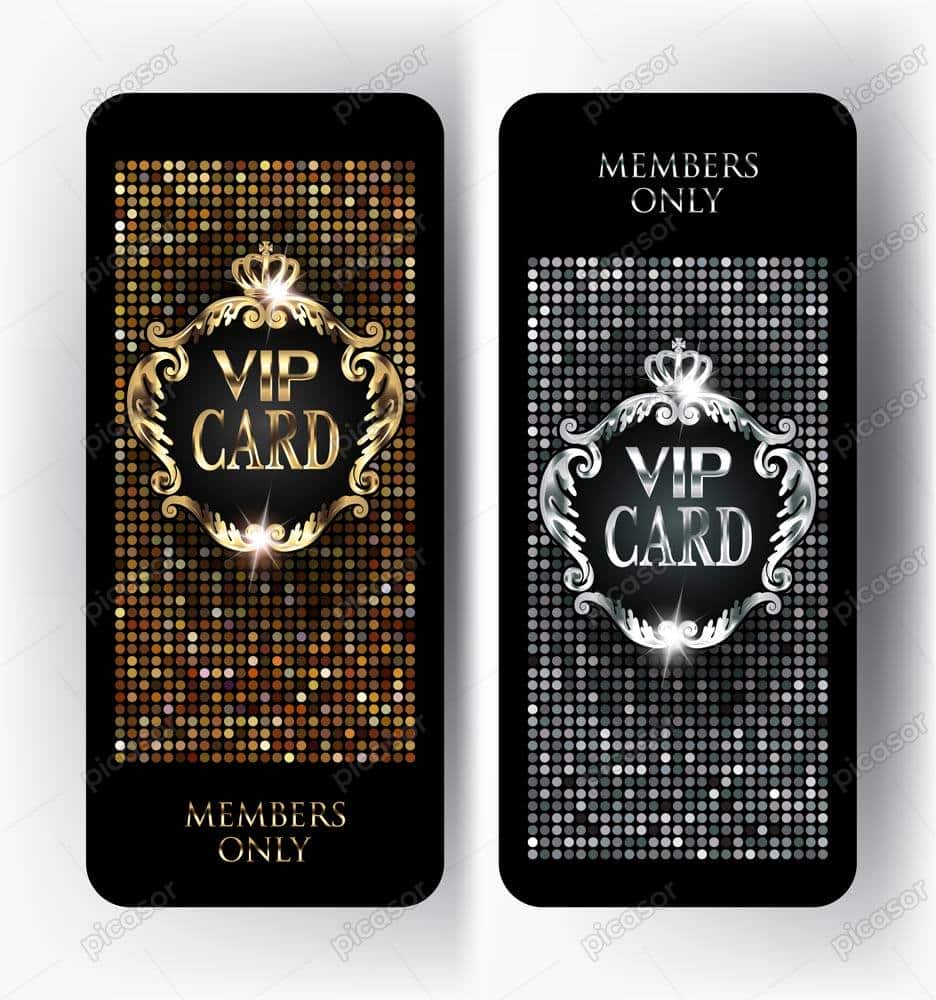 2 وکتور کارت VIP با نقاط درخشان نقره ای و طلایی 2 وکتور کارت VIP با نقاط درخشان نقره ای و طلایی