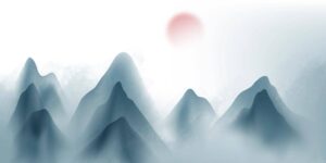 وکتور پس زمینه نقاشی کوه های چین سبک نقاشی با جوهر