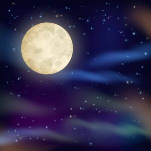 وکتور چشم انداز آسمان شب با شفق و ماه کامل