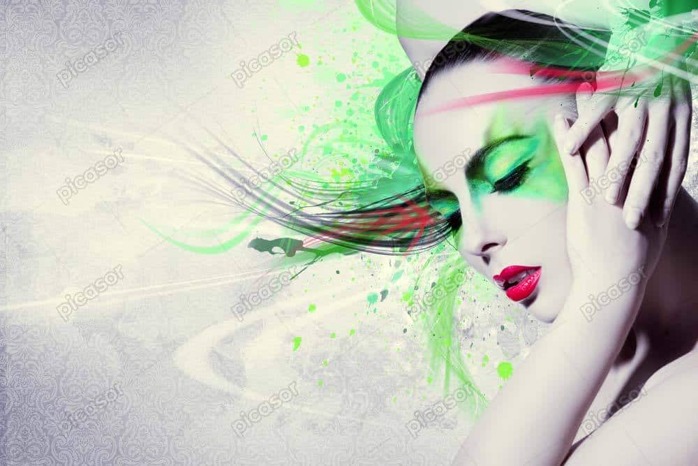 عکس زن فشن با آرایش سبز گرانج عکس زن فشن با آرایش سبز گرانج