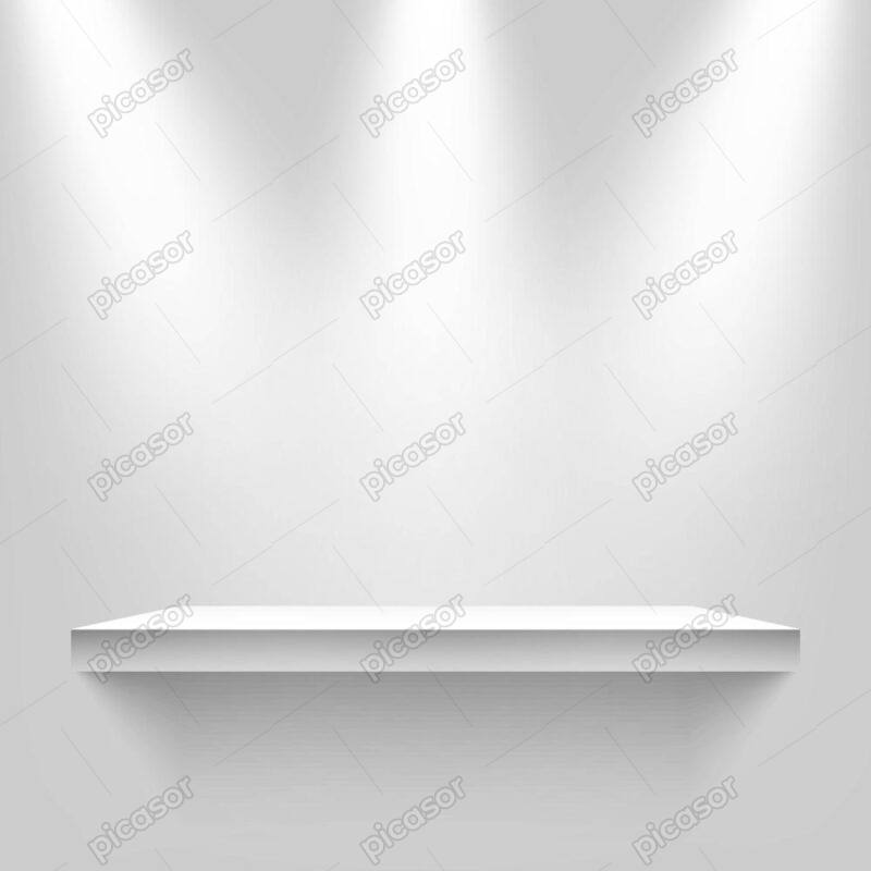 وکتور شلف دیواری با نورپردازی برای تبلیغ و ویترین محصولات