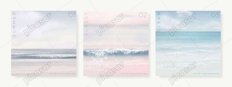 3 وکتور تابلو نقاشی دریا و ساحل طرح تابلو نقاشی ساحل از روبرو